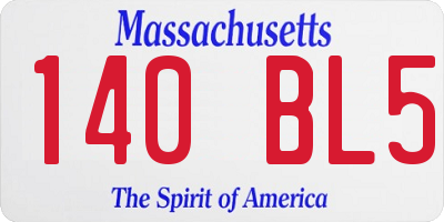 MA license plate 140BL5