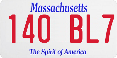 MA license plate 140BL7