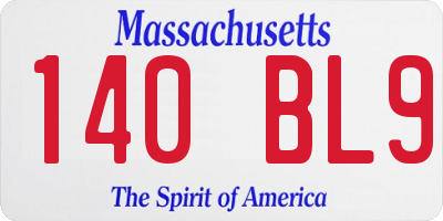 MA license plate 140BL9