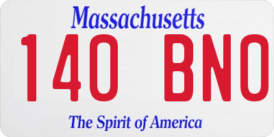 MA license plate 140BN0