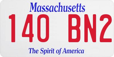 MA license plate 140BN2