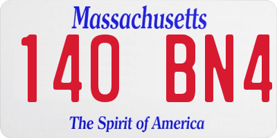 MA license plate 140BN4