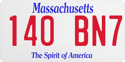 MA license plate 140BN7