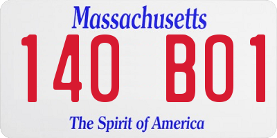 MA license plate 140BO1