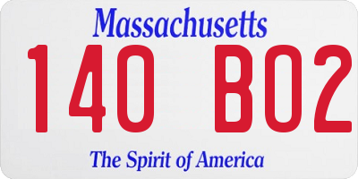 MA license plate 140BO2