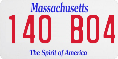 MA license plate 140BO4