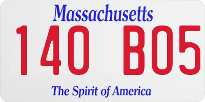 MA license plate 140BO5