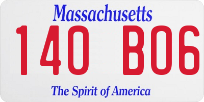 MA license plate 140BO6