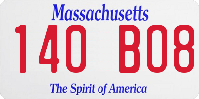 MA license plate 140BO8