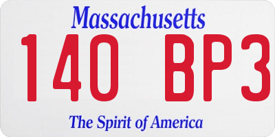 MA license plate 140BP3