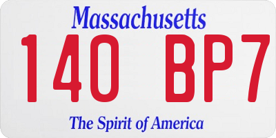 MA license plate 140BP7