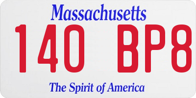 MA license plate 140BP8