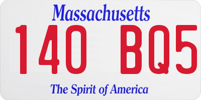MA license plate 140BQ5