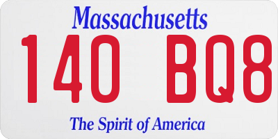 MA license plate 140BQ8