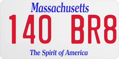 MA license plate 140BR8