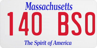 MA license plate 140BS0