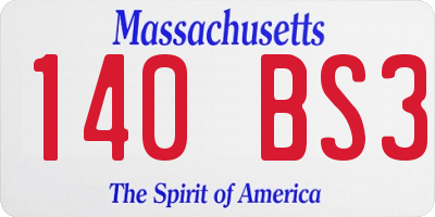 MA license plate 140BS3