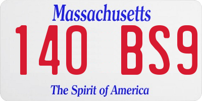 MA license plate 140BS9