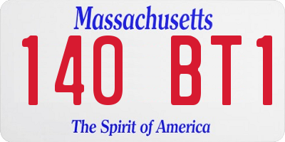 MA license plate 140BT1