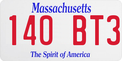 MA license plate 140BT3
