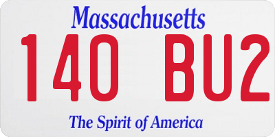 MA license plate 140BU2