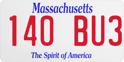 MA license plate 140BU3
