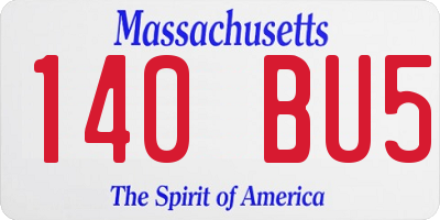 MA license plate 140BU5