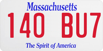 MA license plate 140BU7