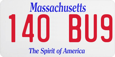 MA license plate 140BU9