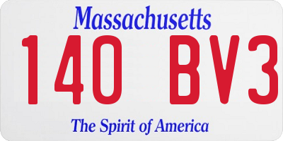 MA license plate 140BV3