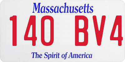 MA license plate 140BV4