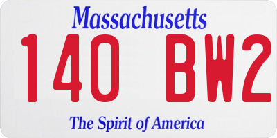 MA license plate 140BW2