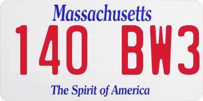 MA license plate 140BW3