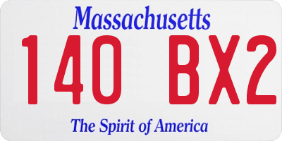 MA license plate 140BX2