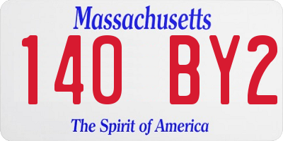 MA license plate 140BY2