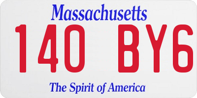 MA license plate 140BY6