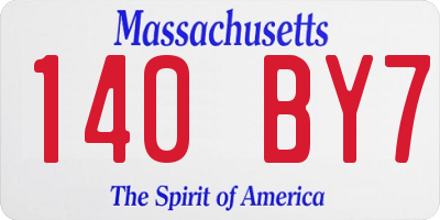 MA license plate 140BY7