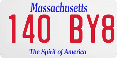 MA license plate 140BY8