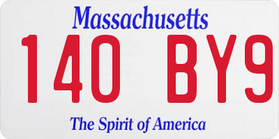 MA license plate 140BY9