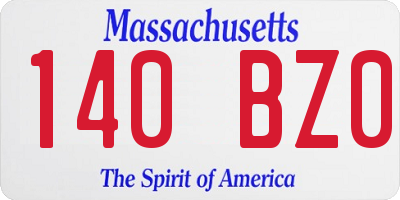 MA license plate 140BZ0