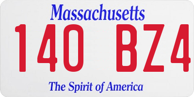 MA license plate 140BZ4