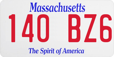 MA license plate 140BZ6