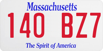 MA license plate 140BZ7
