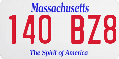 MA license plate 140BZ8