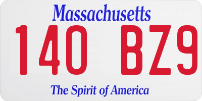 MA license plate 140BZ9
