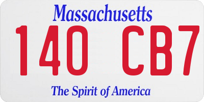 MA license plate 140CB7