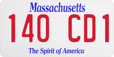 MA license plate 140CD1