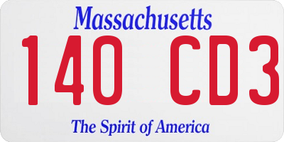MA license plate 140CD3