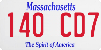 MA license plate 140CD7