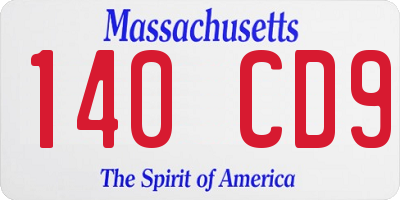 MA license plate 140CD9